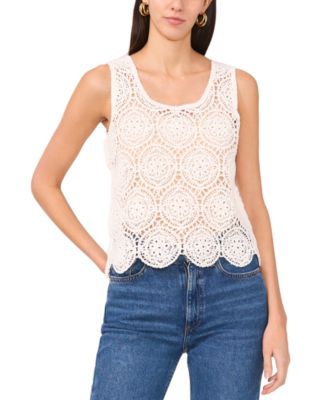 1.STATE - Women's Crochet Open-Weave Tank Top
