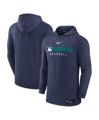 Nike - Men's Heather Navy Seattle Mariners Authentic Collection Tri-Blend Performance Pullover Hoodie