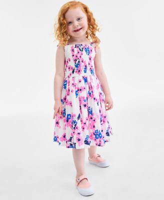 On 34th - Toddler Girls Floral-Print Tie-Shoulder-Strap Dress