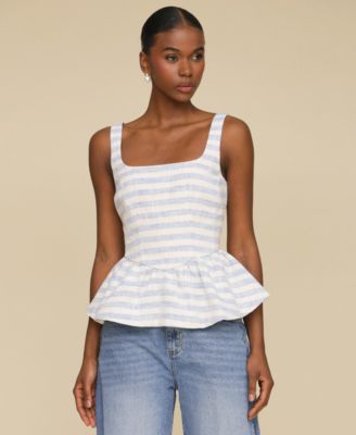 Avec Les Filles - Women's Square-Neck Corset Peplum Top
