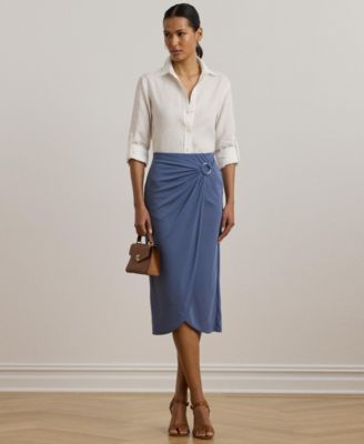 Lauren Ralph Lauren - Women's Ring-Trim Stretch Jersey Pencil Skirt