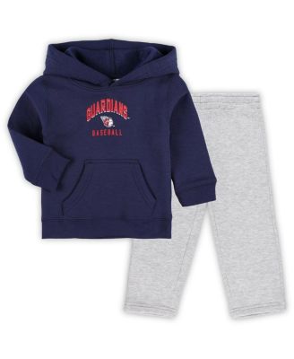 Outerstuff - Baby Boys and Girls Navy/Heather Gray Cleveland Guardians Play by Play Pullover Hoodie Pants Set
