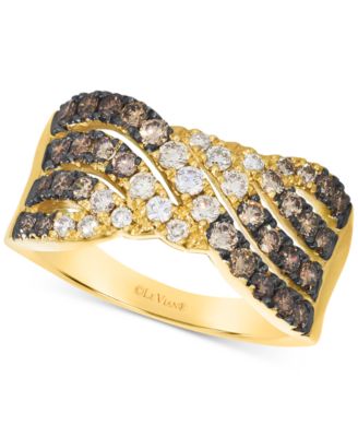 Le Vian - Chocolate Ombr&eacute; Diamond Multirow Crossover Ring (1-1/6 ct. t.w.) in 14k Gold