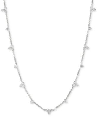 Marchesa - Silver-Tone Crystal Station Collar Necklace, 16" + 3" extender