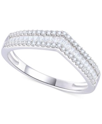 Macy's - Diamond Baguette & Round Chevron Ring (1/3 ct. t.w.) in 14k White Gold