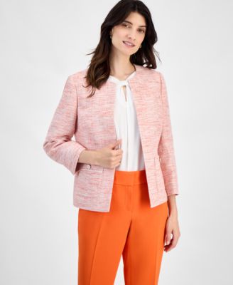 Kasper - Women's Tweed Collarless Open-Front Jacket