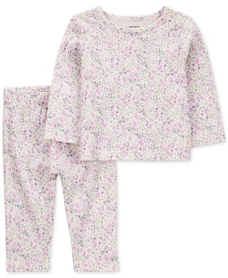 Carter's - Baby Girls Cotton Floral-Print Long-Sleeve T-Shirt & Pants, 2 Piece Set