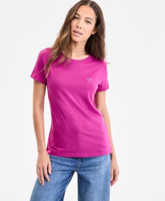 BOSS Orange - Women's Cotton Embellished Heart Logo T-Shirt