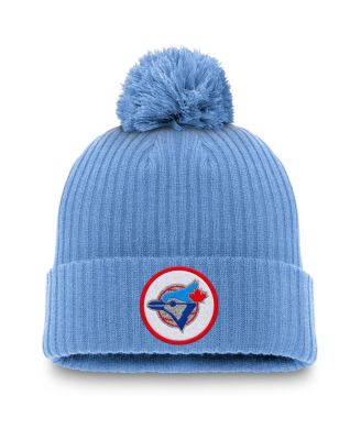 Nike - Men's Powder Blue Toronto Blue Jays Cooperstown Collection Patch Cuffed with Pom Knit Hat