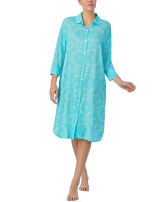 Ellen Tracy - Women's Printed 3/4-Sleeve Midi Sleepshirt