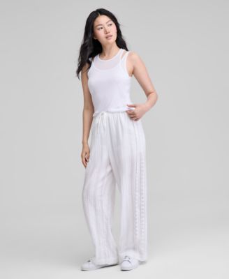And Now This - Women's Cotton Eyelet-Trim Drawstring Pants, Exclusively at Macy's