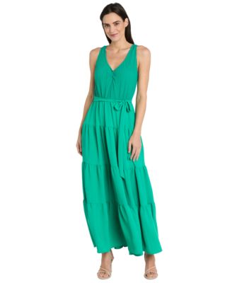 R & M Richards - Women's Mixed-Media Tiered Maxi Dress