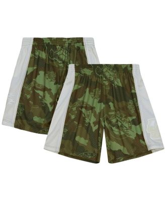 Mitchell & Ness - Men's Camo Utah Jazz 1998-99 Hardwood Classics Ghost Green Swingman Shorts