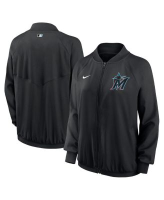 Nike - Women's Black Miami Marlins Authentic Collection Team Raglan Performance Full-Zip Jacket