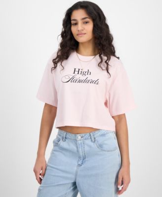 Self Esteem - Juniors' High Standards Crewneck Cropped T-Shirt