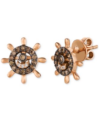 Le Vian - Chocolate Diamond & Vanilla Diamond Ship Wheel Stud Earrings (1/2 ct. t.w.) in 14k Rose Gold