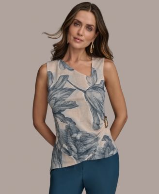 Donna Karan New York - Women's Printed Asymmetric Sleeveless Top