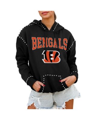 Gameday Couture - Women's Black Cincinnati Bengals Catch the Vibe Studded Pullover Hoodie