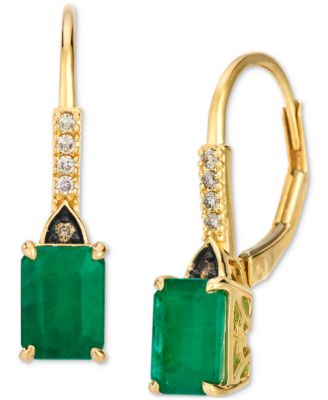 Le Vian - Costa Smeralda Emeralds (1-3/8 ct. t.w.) & Diamond (1/20 ct. t.w.) Leverback Earrings in 14k Gold