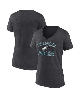 Fanatics - Women's Heather Charcoal Philadelphia Eagles Victory Arch V-neck T-shirt