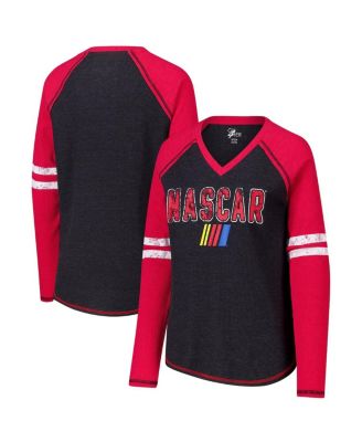 G-III 4Her by Carl Banks - Women's Black NASCAR Winner Tri-Blend V-Neck Long Sleeve T-Shirt
