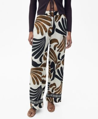 MANGO - Women's Abstract Print Wideleg Pants