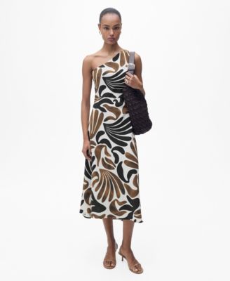 MANGO - Women's Abstract Leaf Print Dress