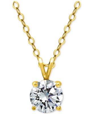 Giani Bernini - Cubic Zirconia Solitaire Pendant Necklace in 18k Gold-Plated Sterling Silver (also in Sterling Silver), 16" + 2" extender