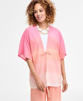 JM Collection - Women's Ombre Crinkle Tie-Front Jacket, Exclusively at Macy's