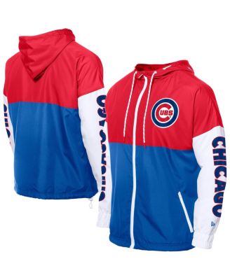 New Era - Men's Royal/Red Chicago Cubs Color Block Full-Zip Hoodie Windbreaker Jacket