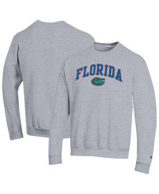 Champion - Men's Heather Gray Florida Gators Arch Over Logo Pullover Sweatshirt