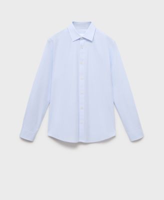 MANGO - Men's 100% Cotton Slim-Fit Striped Shirt