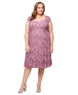 Alex Evenings - Plus Size Lace Soutache Midi Dress