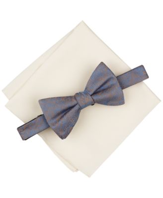 Alfani - Men's Ozarks Abstract Bow Tie & Solid Pocket Square Set