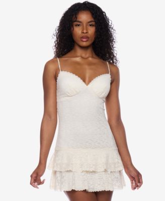 Alex & Sophia - Juniors' V-Neck Sleeveless A-Line Mini Lace Dress