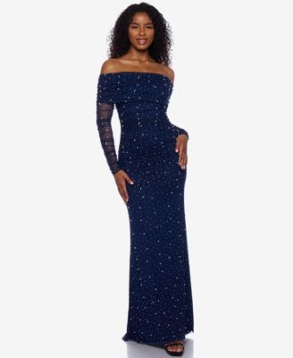 B Darlin - Juniors' Embellished Off-The-Shoulder Gown