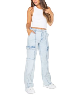 Celebrity Pink - Juniors' High Rise Wide Leg Cargo Jeans