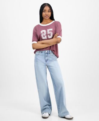 Celebrity Pink - Juniors' High Rise Baggy Wide-Leg Curvy Jeans