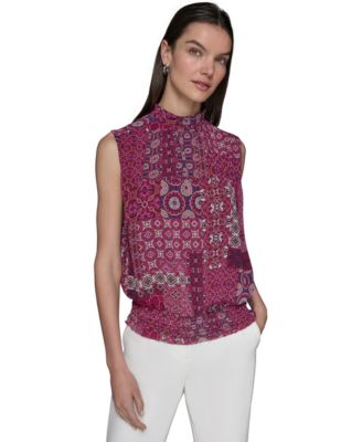 KARL LAGERFELD PARIS - Women's Printed Mock Neck Top