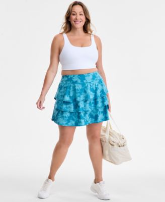 ID Ideology - Plus Size Abstract-Print Flounce Skort