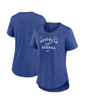 Nike - Women's Heather Royal Brooklyn Dodgers Rewind Arch Mix Tri-Blend T-Shirt