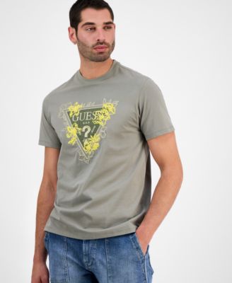 GUESS - Men's Flower Triangle Short Sleeve Logo Graphic T-Shirt