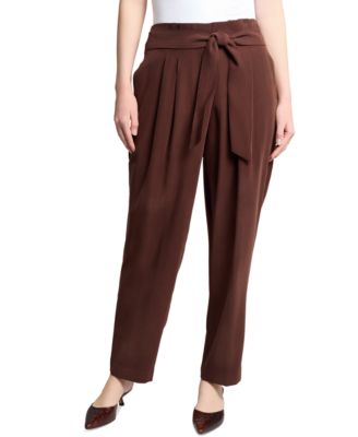 Jones New York - Petite Belted Paperbag Tapered-Leg Pants