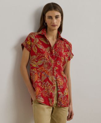 Lauren Ralph Lauren - Petite Relaxed-Fit Floral Short-Sleeve Shirt