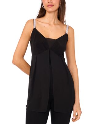 MSK - Women's Rhinestone-Strap Overlay Tunic Top