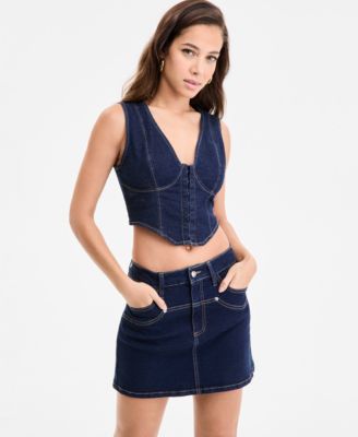 Bar III - Women's Denim Corset Top, Exclusively at Macy's