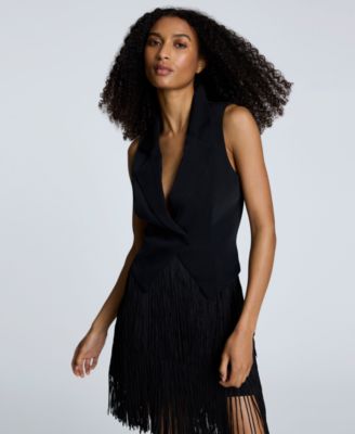 Kenneth Cole - Women's Luxe Twill One-Button Notched Collar Vest