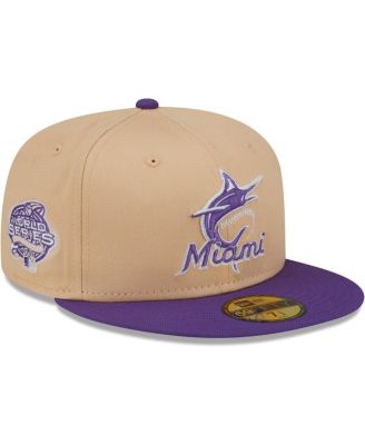 New Era - Men's  Peach/Purple Miami Marlins 2003 World Series Side Patch 59FIFTY Fitted Hat