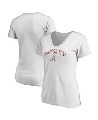 Fanatics Mto Label - Women's White Alabama Crimson Tide Floral Arched V-Neck T-Shirt