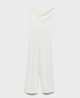 MANGO - Women's Asymmetric Neck Long Jumpsuit